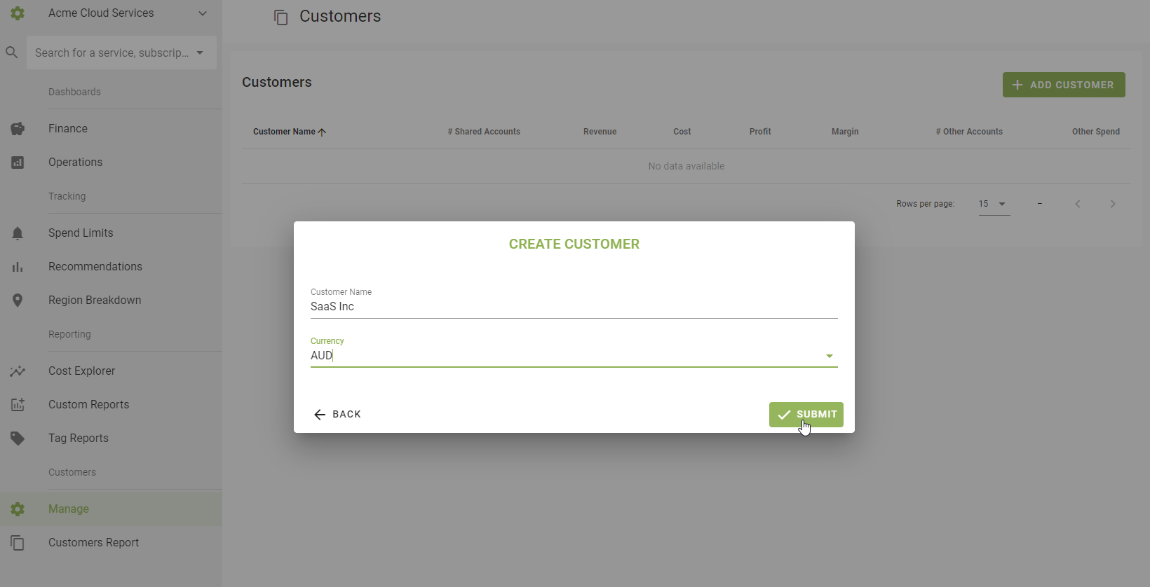 Adding a Customer